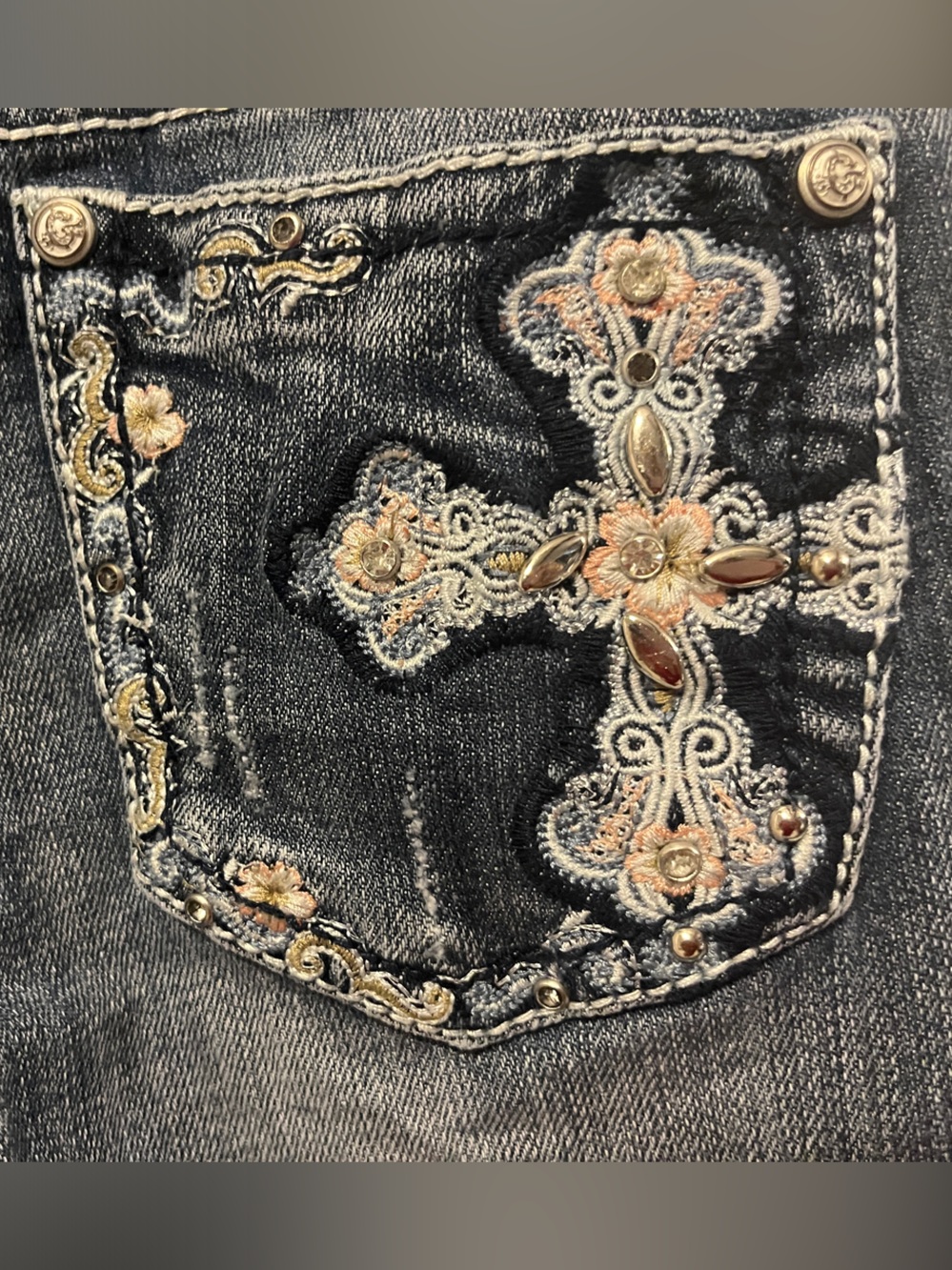 Grace in LA Girls Slim Bootcut Distressed Jeans -Little Girls size 10 - Picture 6 of 6
